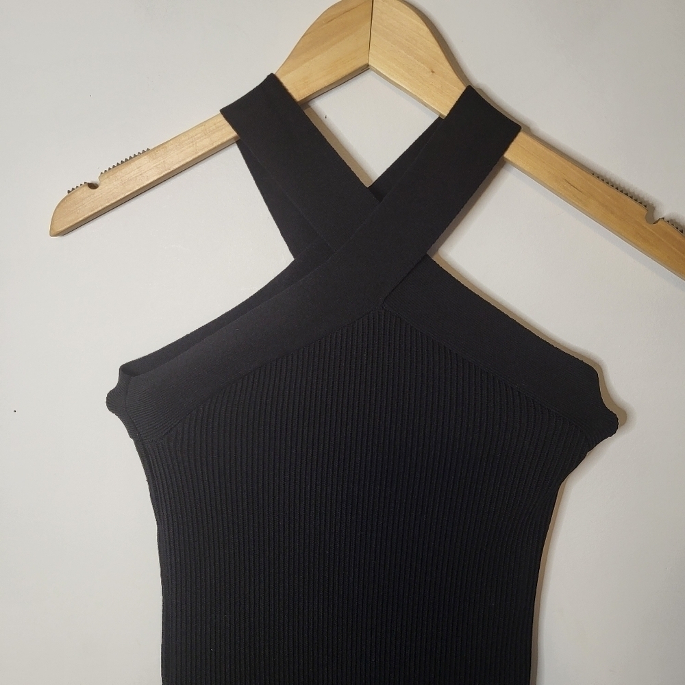 Aritzia Babaton Stretch Knit Sculpt Slim Criss Cross Mini Dress Black Size XS - Picture 9 of 9